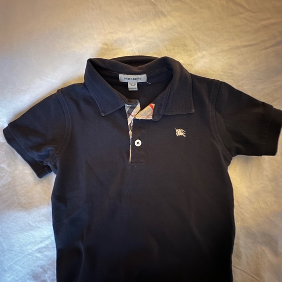 Burberry boys black polo short sleeve shirt with classic print on collar size 4 - Picture 4 of 6